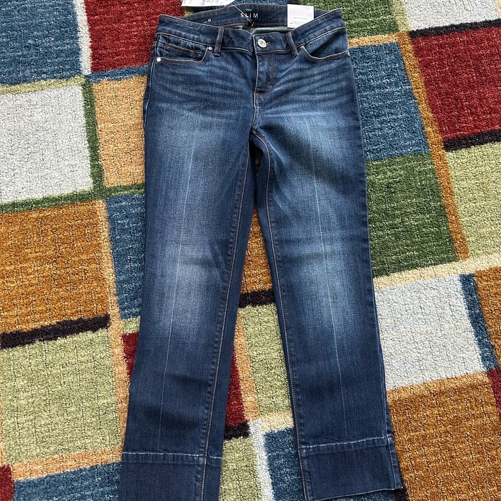 NWT White House Black Market Dark Blue slim crop Jeans